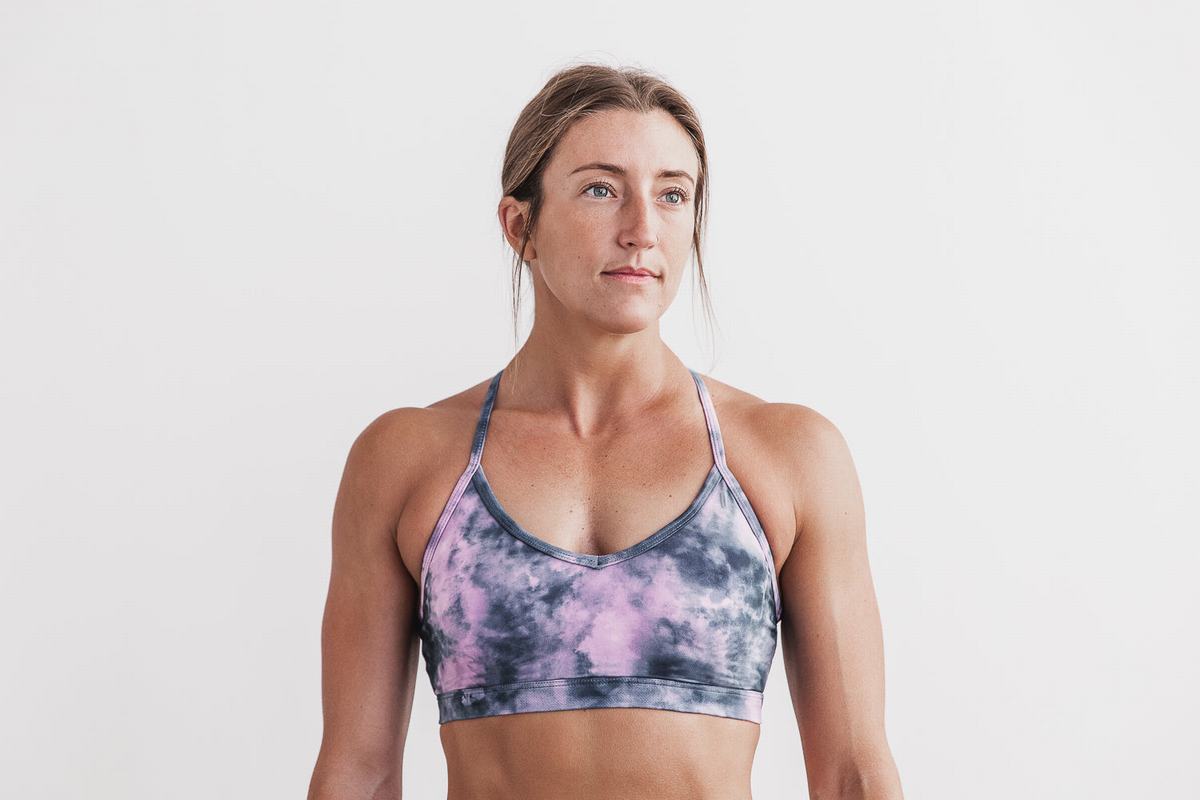 Nobull V-Neck Tie-Dye Women\'s Sports Bras Pink | Australia (PB6728)